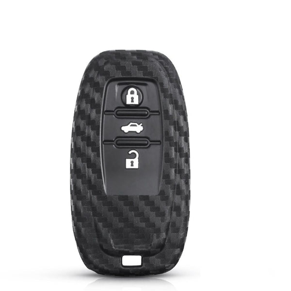 Carbon Fiber Pattern Key Cover Compatible with Audi Smart Key (Black)