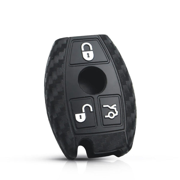 Carbon Fiber Pattern Key Cover Compatible with Hyundai Creta Venue Aura Elite i20 Grand i10 Nios Xcent 3 Button Flip Key (Black)