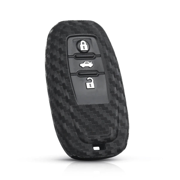 Carbon Fiber Pattern Key Cover Compatible with Audi Smart Key (Black)