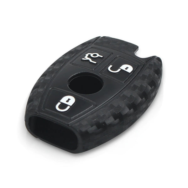 Carbon Fiber Pattern Key Cover Compatible with Hyundai Creta Venue Aura Elite i20 Grand i10 Nios Xcent 3 Button Flip Key (Black)