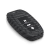 Carbon Fiber Pattern Key Cover Compatible with Hyundai Creta Venue Aura Elite i20 Grand i10 Nios Xcent 3 Button Flip Key (Black)