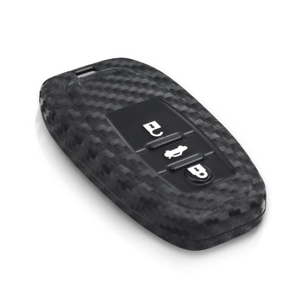 Carbon Fiber Pattern Key Cover Compatible with Hyundai Creta Venue Aura Elite i20 Grand i10 Nios Xcent 3 Button Flip Key (Black)