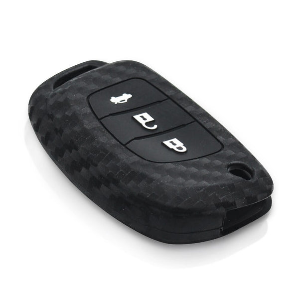 JVCV® Carbon Fiber Pattern Key Cover Compatible with Hyundai Creta Venue Aura Elite i20 Grand i10 Nios Xcent 3 Button Flip Key