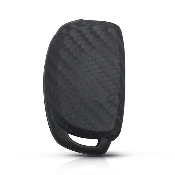 JVCV® Carbon Fiber Pattern Key Cover Compatible with Hyundai Creta Venue Aura Elite i20 Grand i10 Nios Xcent 3 Button Flip Key