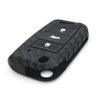 Carbon Fiber Pattern Key Cover Compatible with Skoda Slavia Kushaq Taigun Tiguan Virtus Octavia Kodiaq Superb T ROC Folding Key (Black)