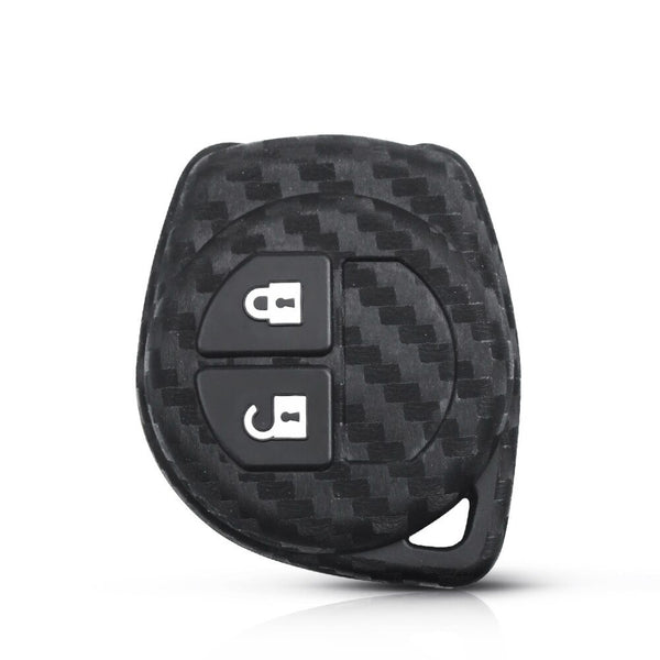Carbon Fiber Pattern Key Cover Compatible with 2 Button Key for Suzuki Swift Baleno S-Cross Ciaz Dzire WagonR SX4 Ritz (Black)