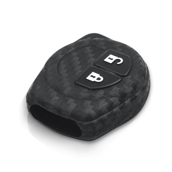 Carbon Fiber Pattern Key Cover Compatible with 2 Button Key for Suzuki Swift Baleno S-Cross Ciaz Dzire WagonR SX4 Ritz (Black)