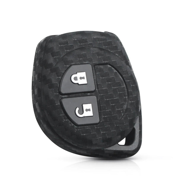 Carbon Fiber Pattern Key Cover Compatible with 2 Button Key for Suzuki Swift Baleno S-Cross Ciaz Dzire WagonR SX4 Ritz (Black)