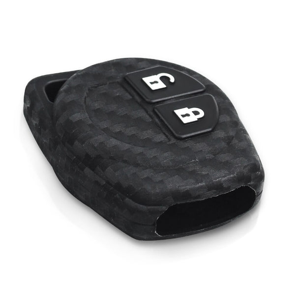 Carbon Fiber Pattern Key Cover Compatible with 2 Button Key for Suzuki Swift Baleno S-Cross Ciaz Dzire WagonR SX4 Ritz (Black)