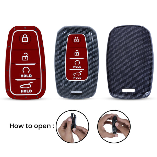 Hard Case Key Cover Compatible with Kia Sonet Seltos 2020 Carens 4 Button Smart Key