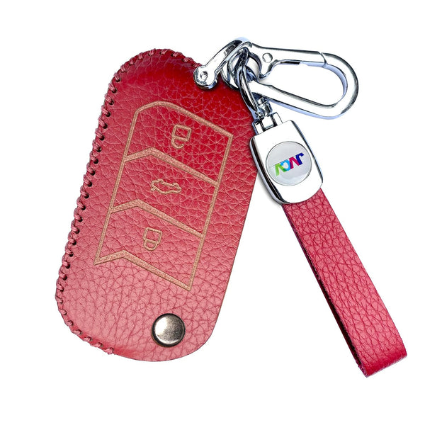 JVCV® Soft Handmade Lychee Pattern Leather Key Cover Compatible with Mahindra XUV 700, Thar, Marazzo, Bolero, Scorpio, Scorpio N, XUV 300, TUV300 Plus and XUV 400 EV 3 Button flip Key