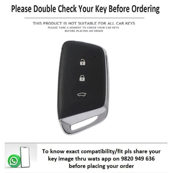 VCV® Soft Handmade Lychee Pattern Leather Key Cover Compatible with New MG Hector and Hector Plus Smart Key