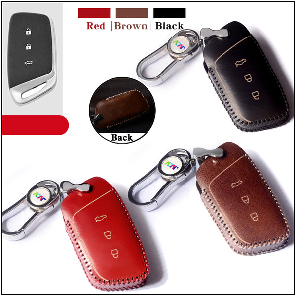 JVCV® Handmade Leather Car Key Cover – Compatible with New MG Hector, Hector Plus & Windsor EV Smart Key