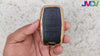 JVCV® Premium Soft Gold Border TPU Leather Pattern Key Cover Compatible with Kia Seltos Sonet Carens 4 Button Smart Key