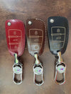 JVCV® Handmade Leather Car Key Cover – Compatible with Audi A1, A3, A6, Q2, Q3, Q7, TT, TTS, R8, S3, S6, RS3 – Folding Key