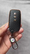 Carbon Fiber Leather Car Key Cover for Toyota Fortuner, Hilux, Innova Crysta, Fortuner Legender, Innova HyCross, Land Cruiser Smart Keys - Premium PU Case with Keychain