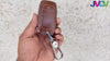 Car Styling Soft Handmade Leather Key Cover Compatible with Toyota 3 Button Smart Key with Keychain