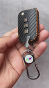 JVCV® Handmade Carbon-Fiber Pattern Leather Key Cover – Skoda Folding Keys