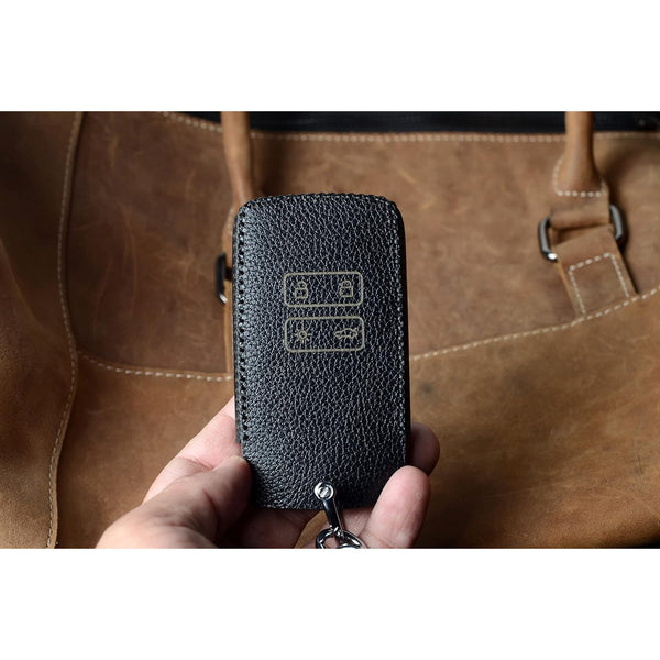 JVCV® Soft Handmade Lychee Pattern Leather Key Cover Compatible with Renault Kiger Triber Smart Key