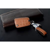 JVCV® Soft Handmade Lychee Pattern Leather Key Cover Compatible with Skoda Kushaq Slavia Octavia Kodiaq Superb Folding Key