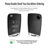 JVCV® Soft Handmade Lychee Pattern Leather Key Cover Compatible with Skoda Kushaq Slavia Octavia Kodiaq Superb Folding Key