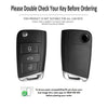 JVCV® Car Styling Soft Handmade Leather Key Cover Compatible with Skoda Slavia Kushaq Octavia Taigun Tiguan Virtus Kodiaq Superb Folding Key
