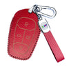 JVCV® Soft Handmade Lychee Pattern Leather Key Cover Compatible with Tata Nexon, Harrier, Altroz, Tigor BS6, Safari 2021 Safari Gold, Punch 4 Button Smart Key