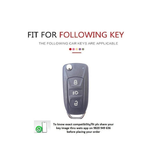 JVCV® Soft Handmade Lychee Pattern Leather Key Cover Compatible with Tata Tiago Tigor Punch Hexa Nexon Zest Bolt Safari Storme Flip Key