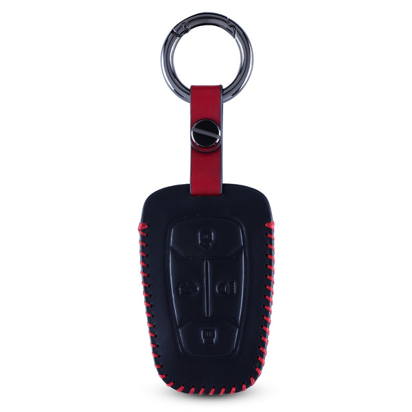 JVCV® Car Styling Soft Handmade Leather Key Cover Compatible with TATA NEXON, Harrier, ALTROZ, TIGOR BS6, Safari 2021 Safari Gold, Punch 4 Button Smart Key