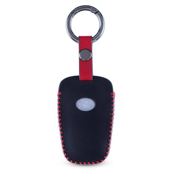 JVCV® Car Styling Soft Handmade Leather Key Cover Compatible with TATA NEXON, Harrier, ALTROZ, TIGOR BS6, Safari 2021 Safari Gold, Punch 4 Button Smart Key