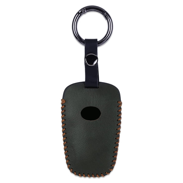 JVCV® Car Styling Soft Handmade Leather Key Cover Compatible with TATA NEXON, Harrier, ALTROZ, TIGOR BS6, Safari 2021 Safari Gold, Punch 4 Button Smart Key