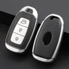 JVCV® Premium Soft TPU Leather Pattern Key Cover Compatible with Hyundai Verna 3 Button Smart Key