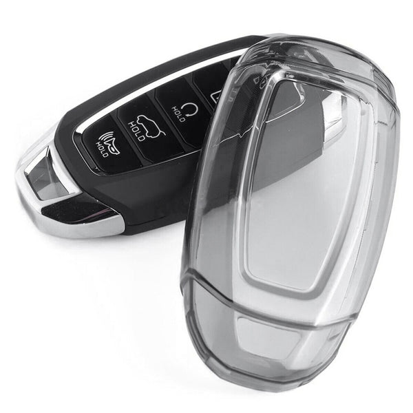 JVCV® Soft TPU Transparent Cover Compatible with Hyundai Verna Push Button Start Car Key (Transparent Black)